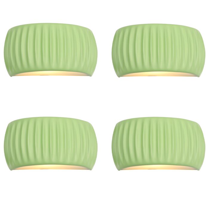 Diday 4pcs Moderne Applique Murale Intérieur LED 10W Lampe Murale Contemporain en Résine Design Demi - cercle Vert 24*13cm Chaud