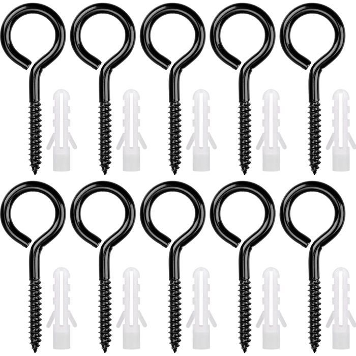 Œillets de vis fixation murale M6 x 80 mm - acier inoxydable 304 noir lot de 10 charge 150 kg filetage 35 mm