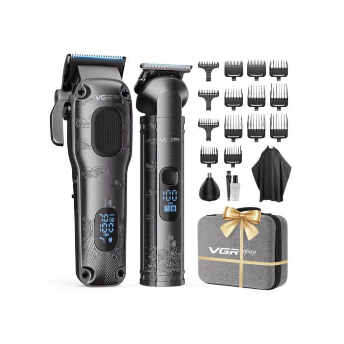 Kit Tondeuse Cheveux Hommes Professionnelle et Trimmer Avec Étui EVA - Alimenté par pile - Métal
