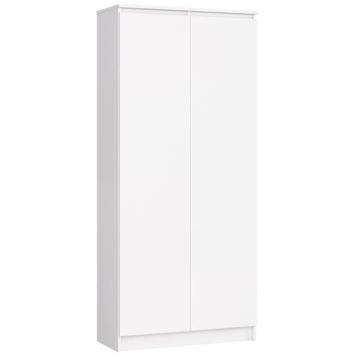 Bibliothèque de bureau Armoire AKORD R80 Blanche 80 cm 2 portes façade Blanche 8 étagères 80x35x180 cm Bibliothèque de bureau Armoire AKORD R80 Blanche 80 cm 2 portes façade Blanche 8 étagères 80x35x180 cm