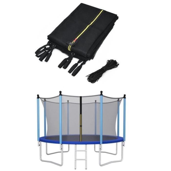 GYMAX Filet de Sécurité Intérieur pour Trampoline en PE 427CM avec 8 Poteaux, Fermeture Éclair à Double Ouverture pour Jardin