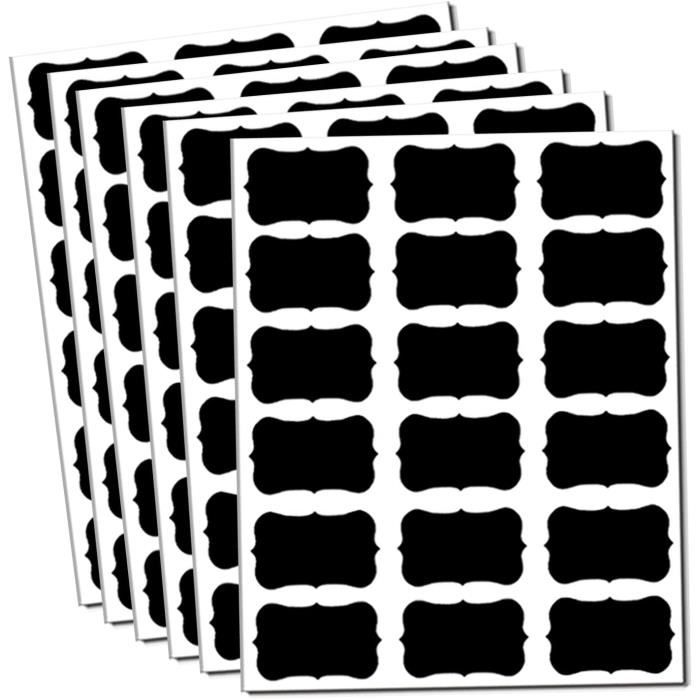 Étiquette Autocollantes Noir, Étiquettes pour Bocaux Réutilisable