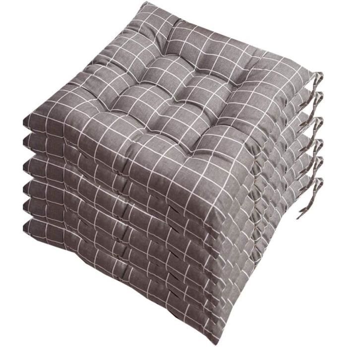 Lot De 6 Galettes De Chaise Chalet Rouge 38x38 Cm - Housse Confortable Esprit Montagne
