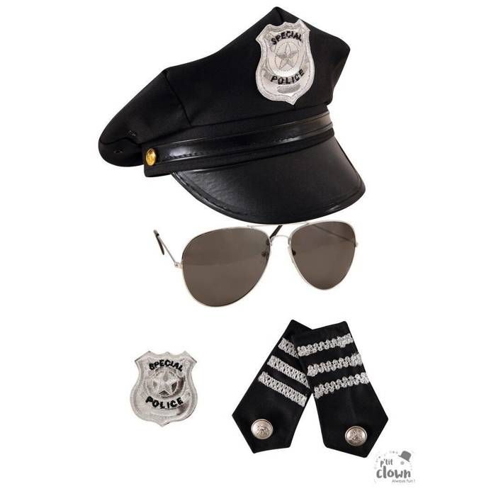 Accessoires - Set Accessoires Policier - Homme - Noir - Taille Unique