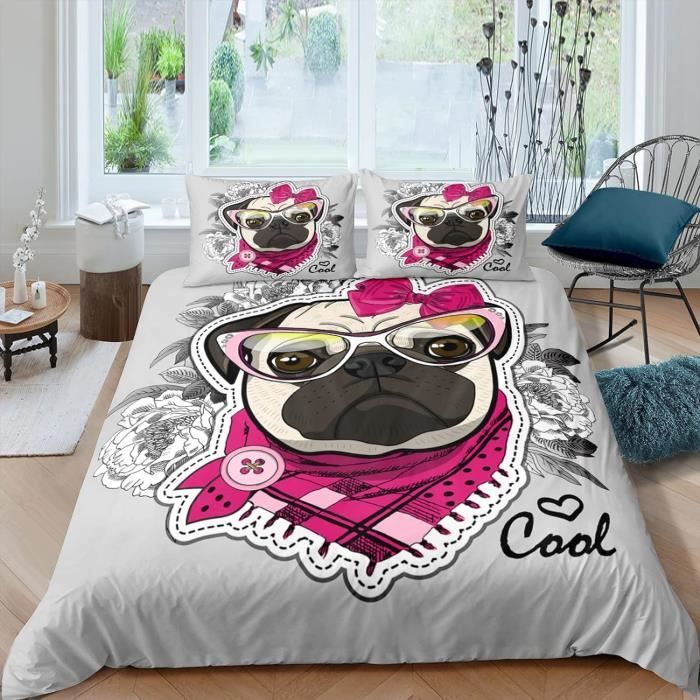 Housse De Couette 220x240cm Chat De Dessin Animé Bleu Fermeture éclair