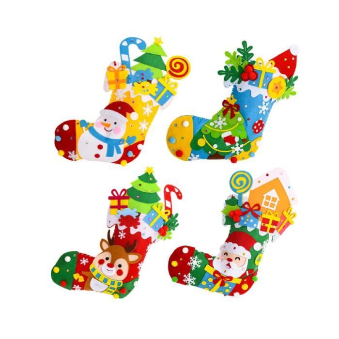 Kit De Couture 12 Chaussettes De Noël En Feutre – Activité Manuelle DIY Pour Enfants, Débutants, Créatif Et Ludique