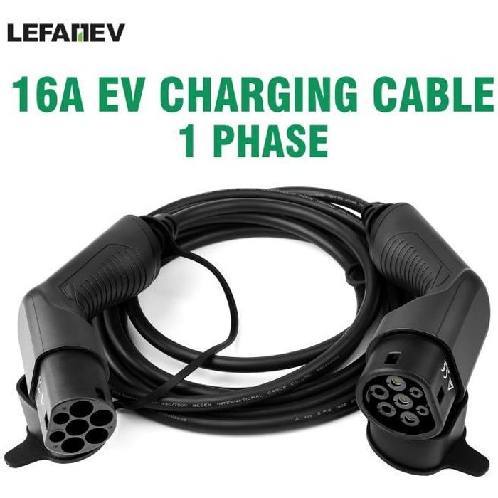 LEFANEV 16A 11kW Type 2 Câble de charge EV Chargeur de voiture électrique  triphasé Wallbox Station 5 mètres IEC 62196-2 EVSE - Cdiscount Auto