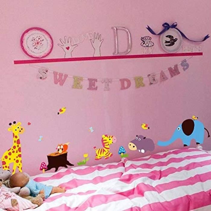 Autocollant Mural éléphant, Lion, Girafe Pour Enfants