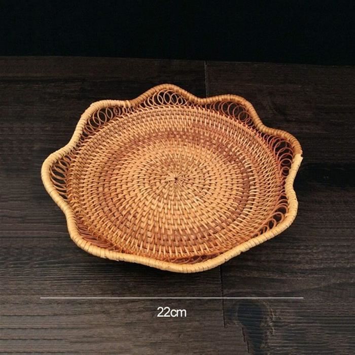 SUMTree Lot De 3 Paniers Osier Ronds - Corbeilles Service Fruits, Pain Et Cookies (25+23+19 Cm)