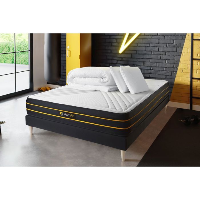 Pack matelas Ressort - SFULTRAPACK140190SKN - 26cm - Equilibré - Noir