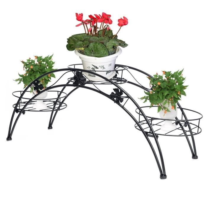 Élégant en métal Arche Plante en pot jardin patio Présentoir avec 3 pots de fleurs Supports Supports Support 