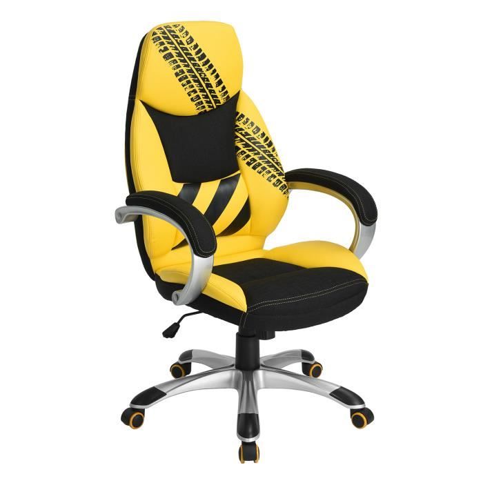 Chaise De Bureau Siege Gaming Chaise De Jeu Rembourrage En Pu Tissu Accoudoirs Hauteur Reglable Pivotantes Jaune Noir Achat Vente Chaise De Bureau Soldes Sur Cdiscount Des Le 20 Janvier Cdiscount