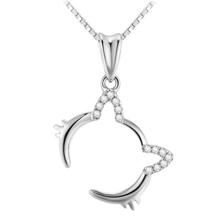 Yixuyu Collier Femme Pendentif Chat Avec Cristal Blanc Chaine 45cm Argent Fin 925 1000 Or Blanc Plaque Cadeau Pour Femme Ou Fille Achat Vente Sautoir Et Collier Yixuyu Collier Femme Pend