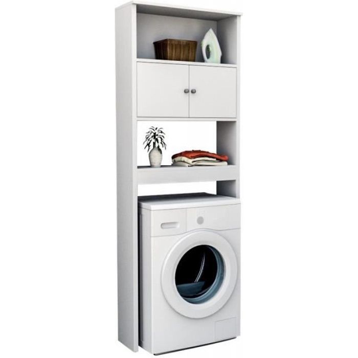 Meuble LaveLinge 2 Portes Blanc Cdiscount Maison