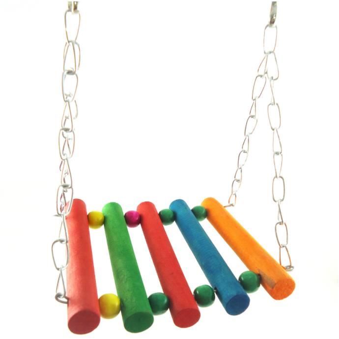 Fdit jouet d'échelle d'oiseau Perroquet Swing Suspension Bridge Perles Colorées Échelle D'escalade En Bois Jouet pour Petit