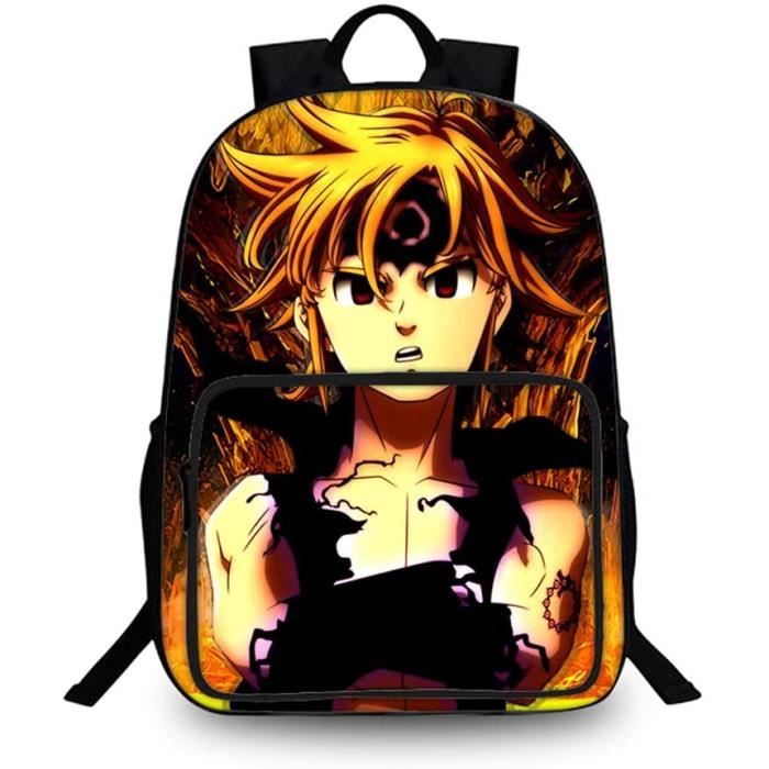 Gumstyle Anime The Seven Deadly Sins Nanatsu No Taizai Sac à Dos Sac d'école Imprimé en 3D Cartable Laptop Backpack Etudiant Fille Garçon Sac Scolaire de Voyage 1150/1 