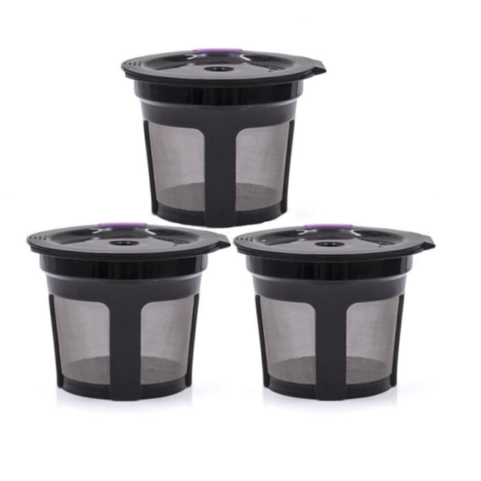 Lot De 3 Paniers Filtres à Café Réutilisables - Compatibles Mr. Coffee, Black & Decker (8-12 Tasses) - Avec Brosse Et Cuillère