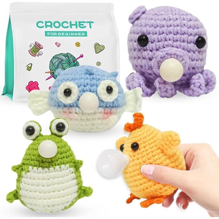 Kit Crochet Débutant Complet En Forme De Pingouin - Ensemble De Tricot Avec Aiguilles, Fil Et Vidéo D'instructions