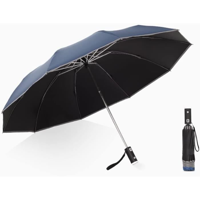Parapluie Automatique Avec Bague Boucle - Bande Réfléchissante De Sécurité - Portable Et Léger