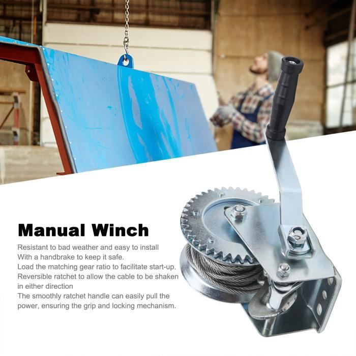 Treuil à Main 1200Lbs Treuil à Engrenage Avec Câble De Fil De 8M