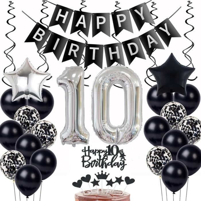 Guoguonb Décoration Anniversaire Basket 10 Ans – Bannière, Ballon Aluminium, Topper Gâteau Chiffre 10