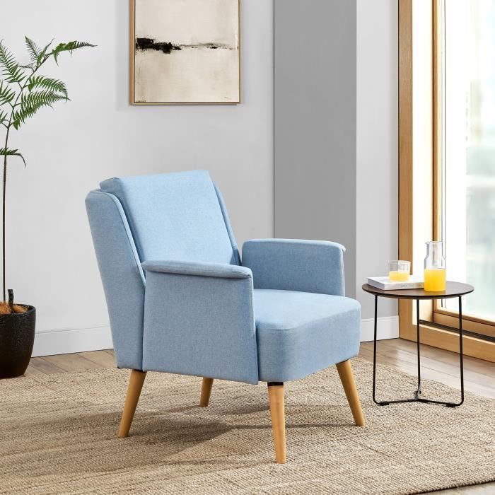 fauteuil de salon edling 83 x 73 x 75 cm bleu clair naturel