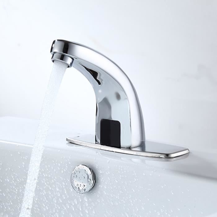 Robinet Capteur Automatique Lavabo - Sans Contact, Chromé, Piles AA