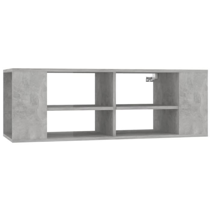 Meuble TV mural Gris béton 102x35x35 cm Aggloméré