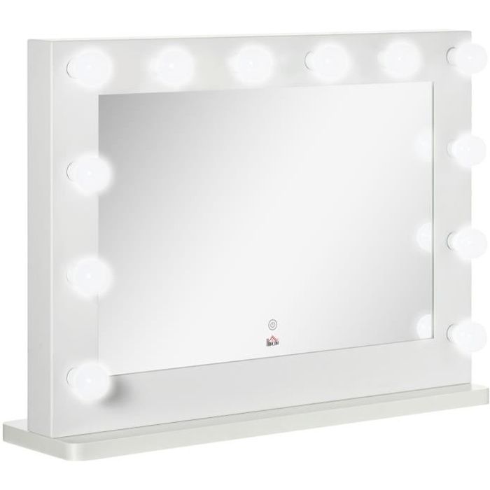 Miroir led de maquillage majuro avec lumière réglable et écran tactile ,  blanc - Conforama