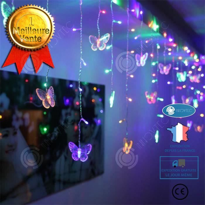 I Multicolore Papillon Guirlande Lumineuse Led Feux Feerique Eclairage Decoration Lumieres De Rideau Pour Festival Noel Mariage Cdiscount