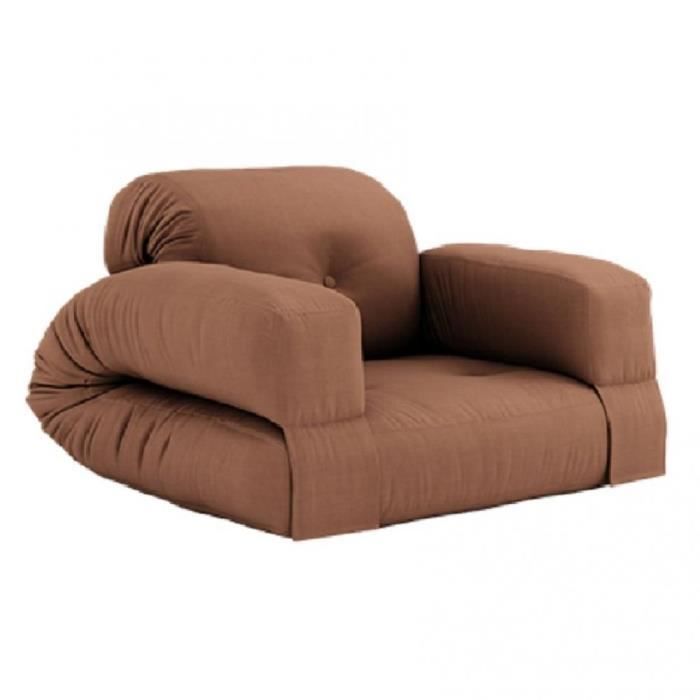 Fauteuil futon standard convertible HIPPO CHAIR couleur brun argile
