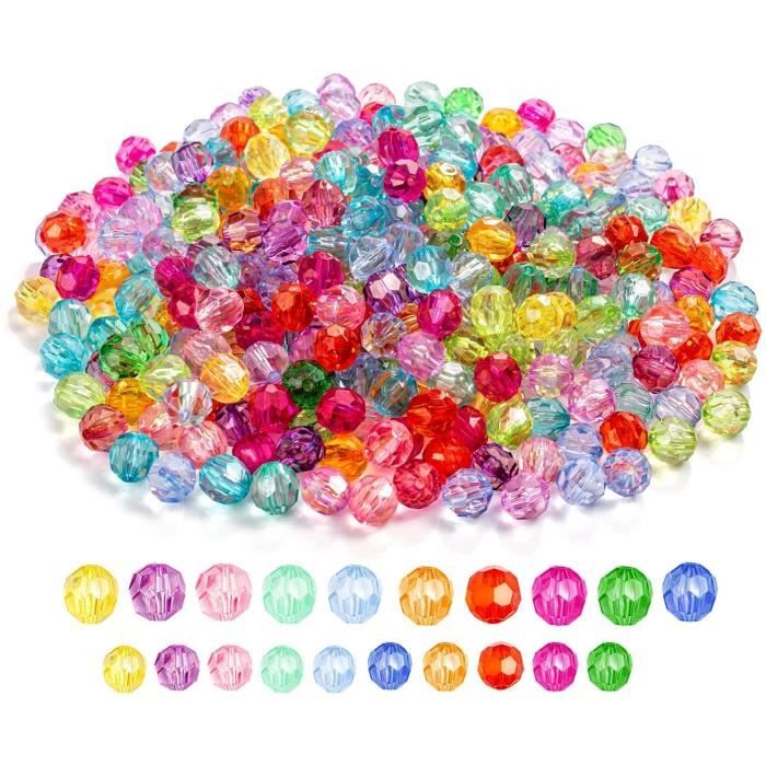 Lot De 50 Perles Toupies à Facettes Acrylique Transparentes - 8mm - Pour Création De Bijoux