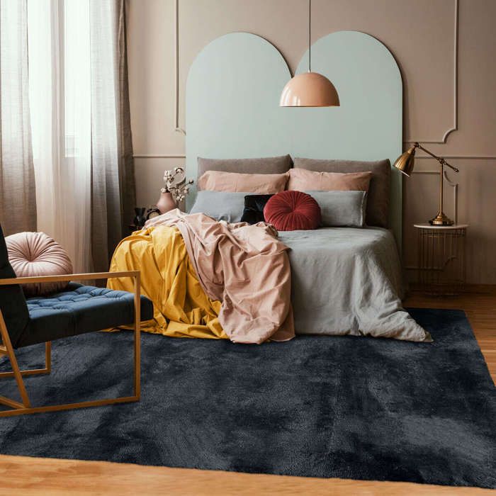 Grand Tapis Moderne Noir/gris 160x230 Cm - Design Croisé Doux - NEUF