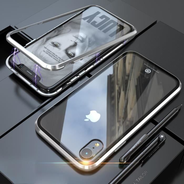 Coque Magnétique 360° Pour IPhone – Alu + Protection écran – Multi-modèles (SE, 11 Pro, XS, XR, 6/7/8)