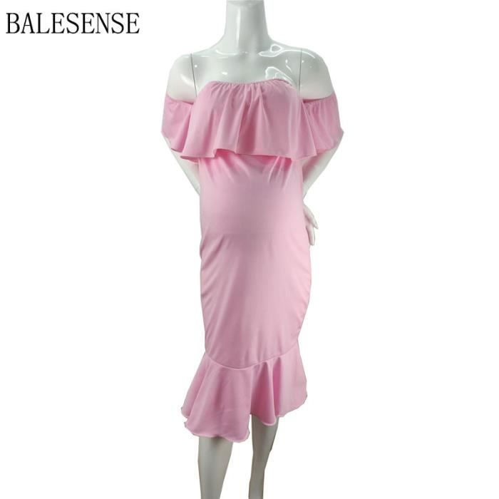 YesFashion Robe De Maternité Col V Longue Avec Volants - Robe Allaitement Décontractée Femme