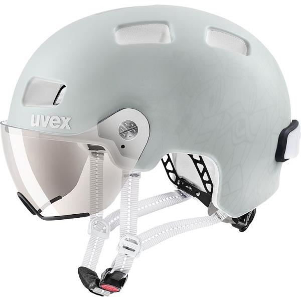 Casque vélo urbain Uvex Rush Visor - Gris - Adulte - 58/61 cm - LED et visière tout temps