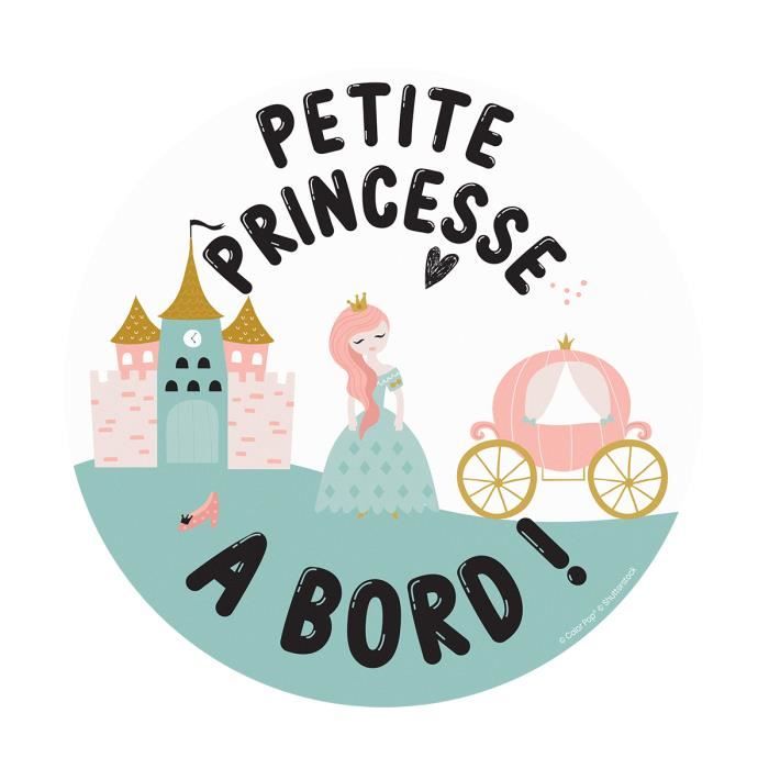 Disque magnétique Bébé à bord 15 cm couleur motif princesse - Color Pop - France
