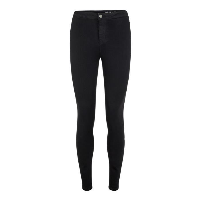 Jeans femme Noisy May nmella - noir - taille très haute - jambe fine - coton mélangé
