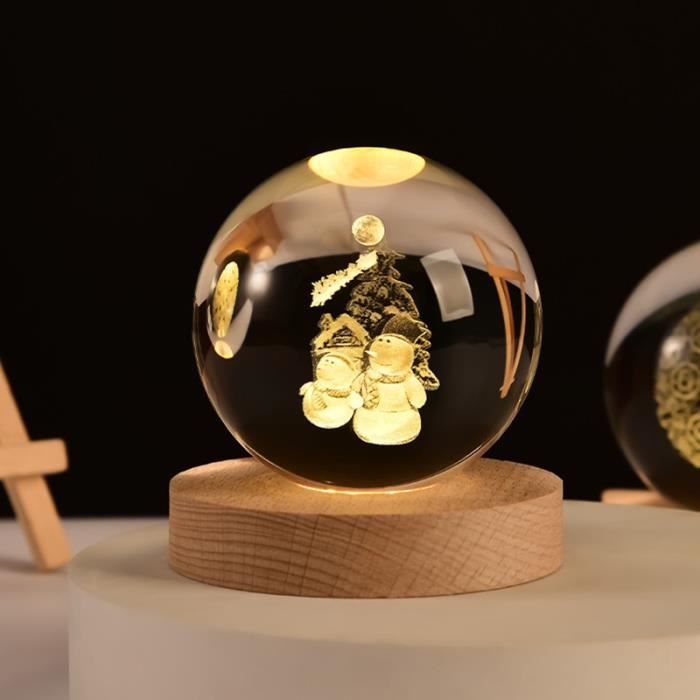 Veilleuse Boule de Cristal 3D - Boule de Cristal Lumineuse avec Support en  Bois  Veilleuse innovante pour Enfants bébé A360 - Cdiscount Puériculture  & Eveil bébé