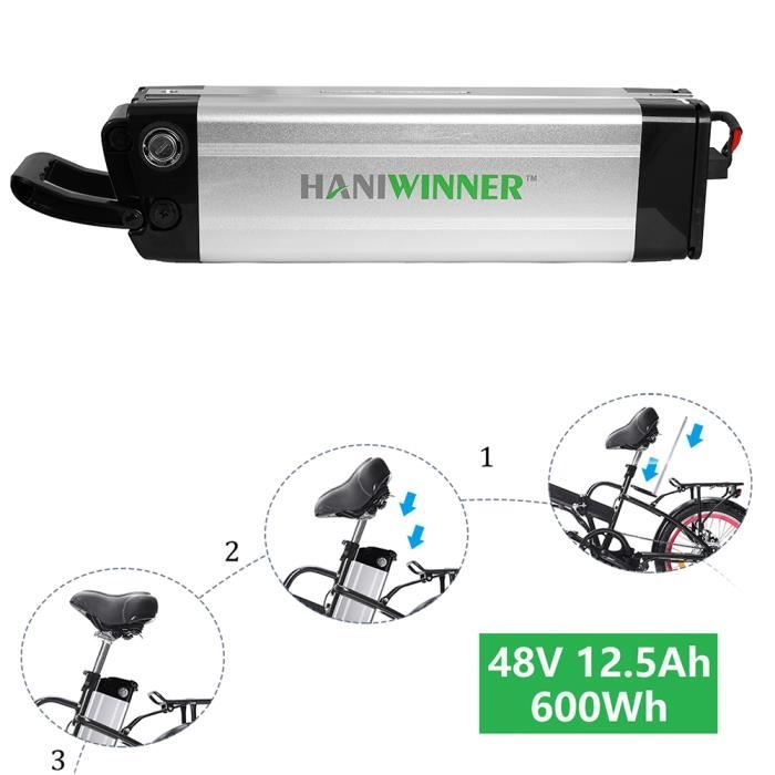 OHP Batterie Li-ion HA030-01 48V 13Ah pour V&eacute;lo &Eacute;lectrique -  - Aluminium - VAE - Chemins et sentiers 