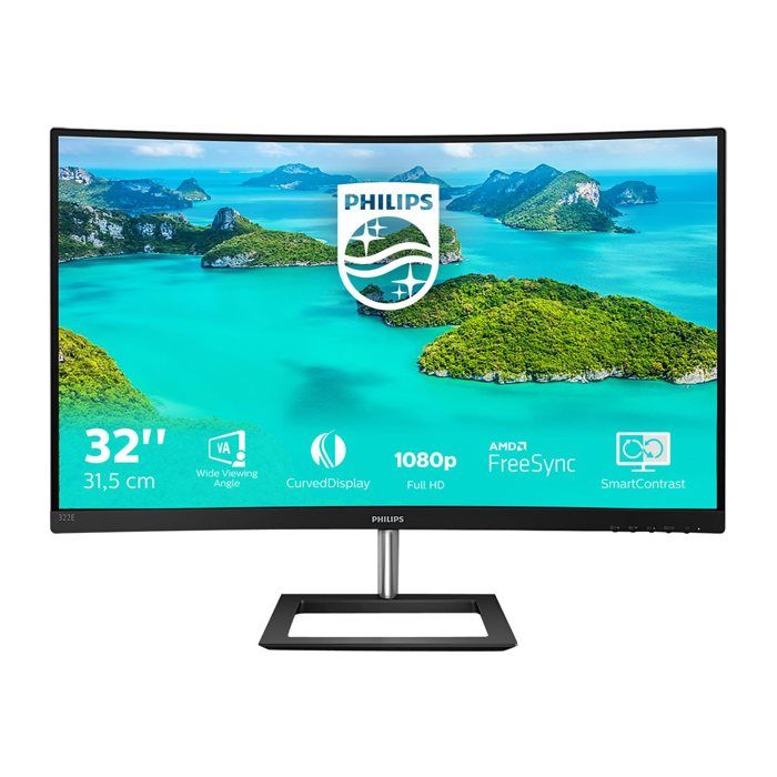 Philips E Line LED display 80 cm [31.5] 1920 x 1080 pixels Full HD LCD Incurvé Mat Noir (32IN LED 1920X1080 16:9 4MS - 3000:1 VGA