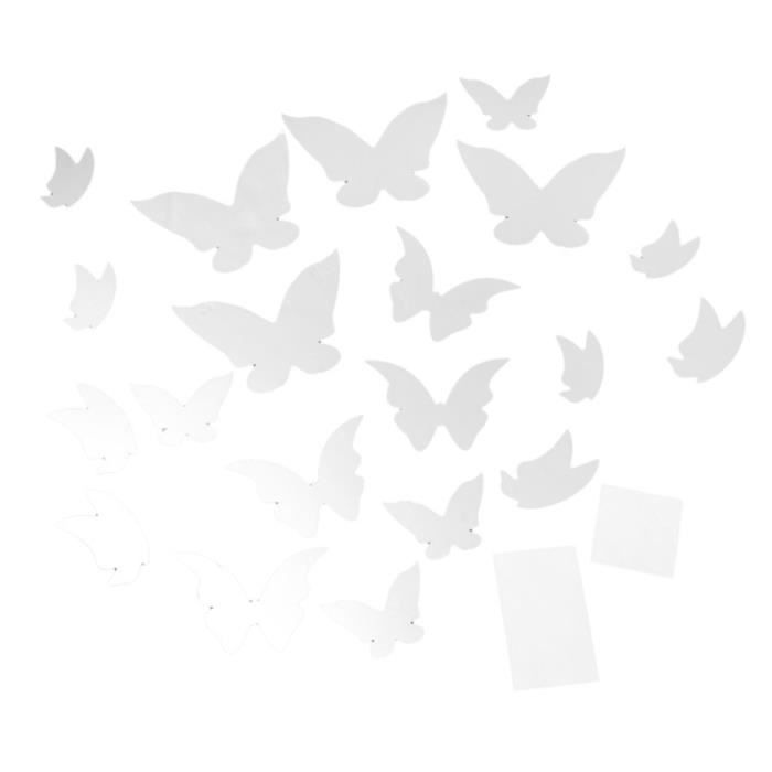 36, Blanc Combinaison de Papillon de Miroir de Bricolage Stickers Muraux Amovibles Papillon 3D Stickers Muraux de Miroire pour Maison Salon Chambre de Bébé Vitrine