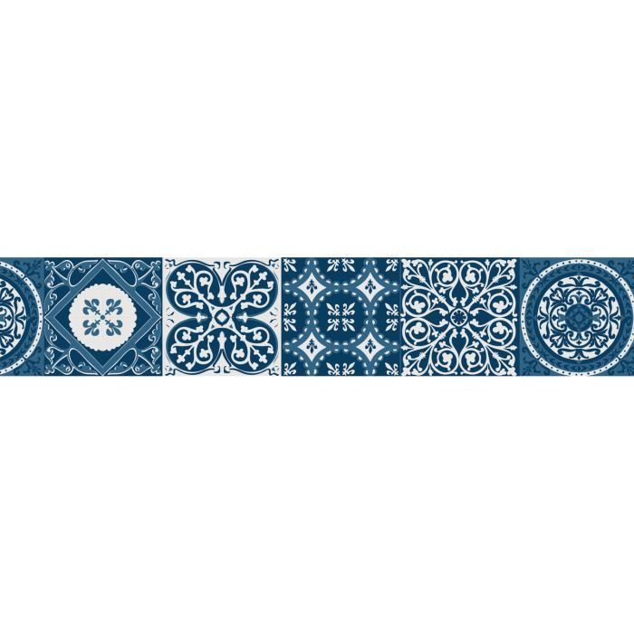 Frise adhésive décorative 15x300cm, points blancs sur fond bleu