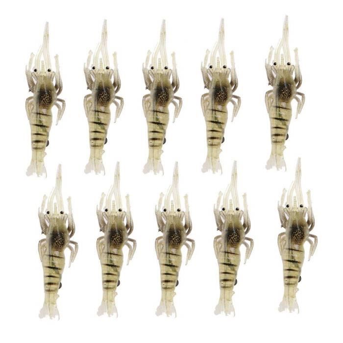 Leurre Souple Crevette PVC 4 Cm Jaune Avec Hameçon - Pour Pêche Au Coup