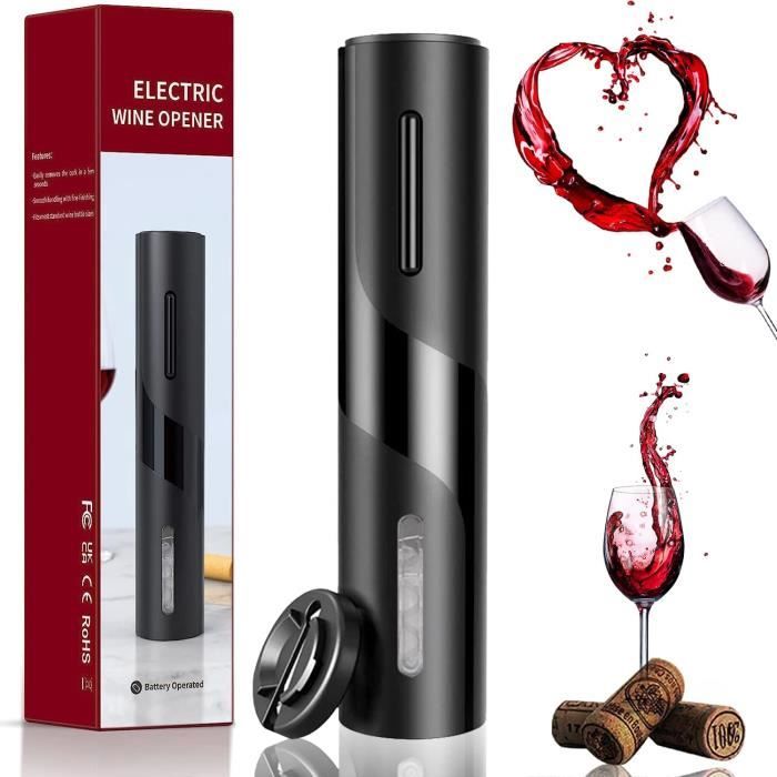 Tire-bouchon électrique - Battery A[F] - Noir - Rechargeable - Automatique - Coupe-papier inclus