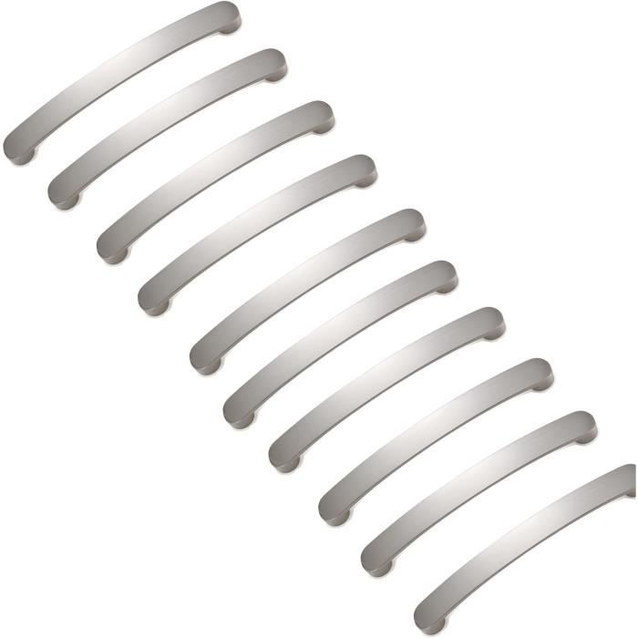 Poignées De Meuble Haliwu - Lot De 10 En Nickel Brossé - 7,6cm Trou à Trou - Pour Cuisine & Salle De Bain