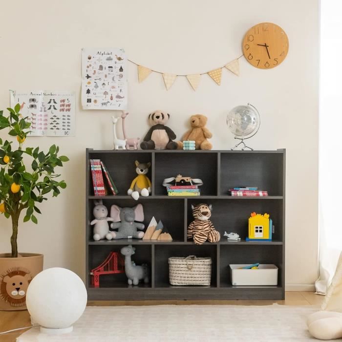 Bibliothèque Rotative Pour Enfant 3/4 Niveaux - Rotation 360° - Dimensions 40x40x97 Cm - En MDF Laqué Blanc - Capacité 10 Kg Par étagère - Pour Chambre, Salon, Bureau