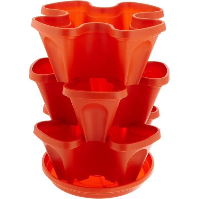 Jardinière Marbella 76cm Auto-Arrosage Rouge - Grande Jardinière Rectangulaire Avec Roues Et Insert Léger