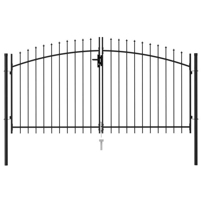 vidaXL Portillon double porte avec dessus à pointe Acier 3x1 5