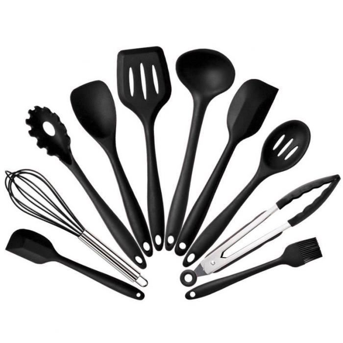 Kit Cuisine Set Ustensiles Cuisine Silicone 18 Pièces - Antiadhésif & Résistant à La Chaleur | Seau De Rangement Inclus | Rose Matériel Cuisine